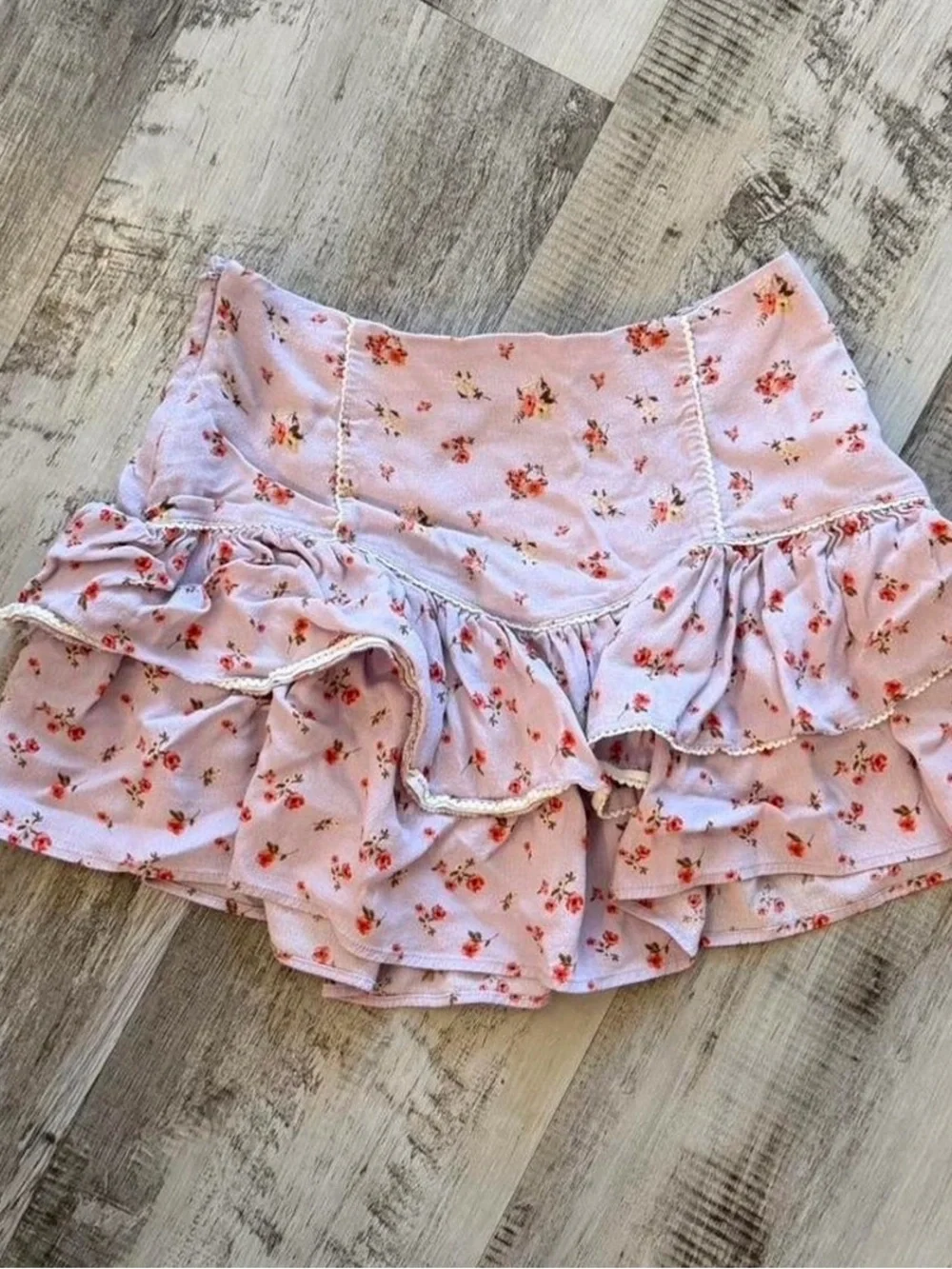 Forever 21 Light Pink Floral Ruffle Skort